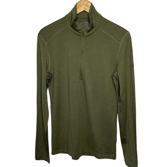 Icebreaker Merino 200 Oasis Long Sleeve Half Zip Base Layer Top Green Small New - Picture 3 of 16